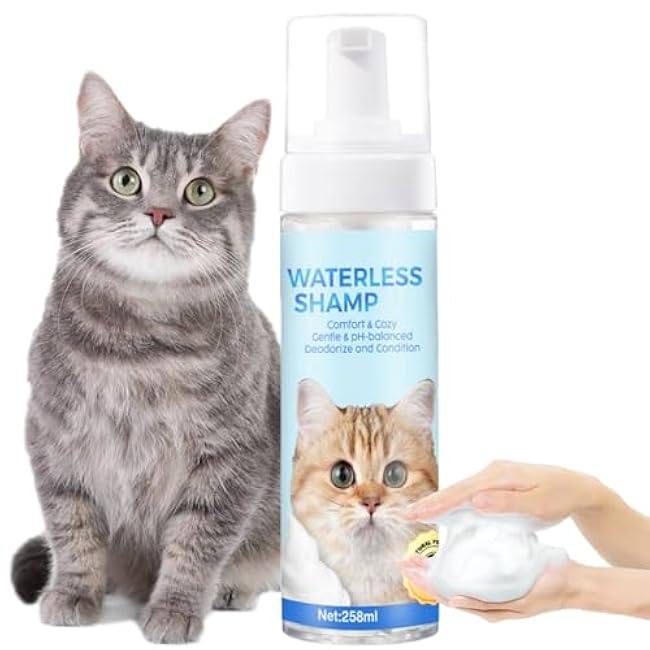 Waterless Cat Shampoo, Cat Waterless Shampoo with Brush, Licking Safe Dry Shampoo for Quick Clean Between Baths-y5vaOSsk
