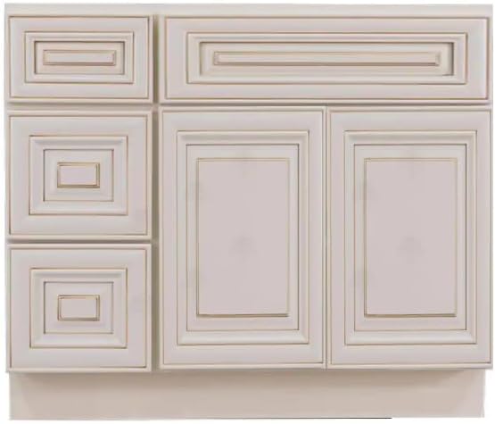 Combo Bathroom Vanity Cabinet with Drawers on The Left (36" W x 34.5" H x 21" D) and Over-The-Toilet Storage Cabinet (24" W x 42" H x 12" D) - Shaker Espresso