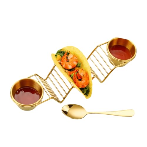 Générique Support pour Coques à Tacos,Ustensiles De Cuisine En Acier Inoxydable | Porteur Pour 3 Tacos Plateau Support - pour Maison Cuisine Restaurant...