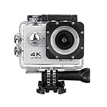 KJUEQ 4K Action Camera HD 1080P 30m Waterproof Sport Camera 170° Wide Angle Infrared 2.0 Inch Screen Video Camcorder(Bianco)