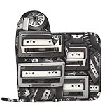 GHZWACKJ Audiotape Ofenhandschuhe und Topflappen, 2er-Set, hitzebeständig, rutschfest, Ofenhandschuhe und Topflappen, waschbare Kochpads, wasserdichte Kochhandschuhe für Küche, Backen, Grillen, BBQ