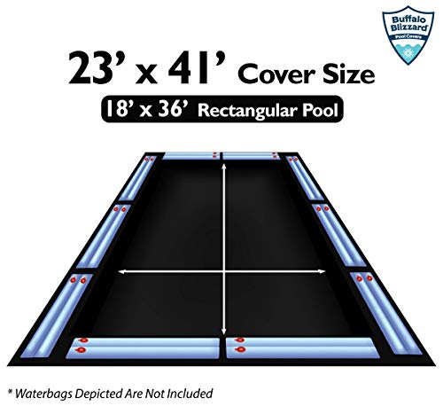 Buffalo Blizzard Deluxe Winter Cover For 18-Foot-By-36-Foot Rectangle In-Ground Swimming Pools | Blue/Black Reversible | All Covers Include 5-Feet Of Overlap To Measure 23-Foot-By-41-Foot #TOP3