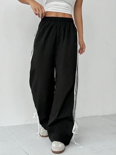 Image of Elasticated Sporty Women Cargo Track Pant with Side Stripes