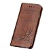 Produktbild Homikon PU Leder Hülle Retro Schön Blume Prägung Schutzhülle Brieftasche Bookstyle Silikon Bookcase Handyhülle Lederhülle Flip Wallet Case Cover Kompatibel mit iPhone X - Kaffee Farbe