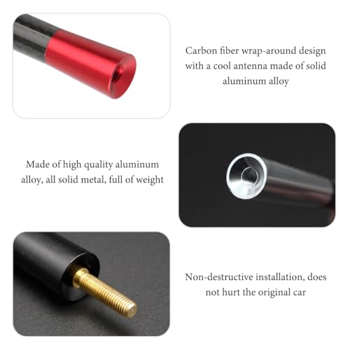 FSTURIOS Car Short Antenna, 3.15" Stubby Aluminum Radio Antenna Replacement with Screws Gaskets, Vehicle Roof Carbon Fiber Mini Aerial Antennas for AM/FM Reception, Car Accessories (Red) - Thumbnail 4