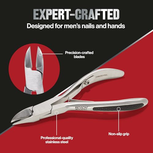 Revlon Nail Clipper for Men, Durable for Tough Fingernail and Toenail Trimming, Ergonomic No-Slip Grip Handle, Stainless Steel, 1 count - image 3