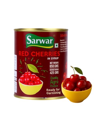 Image of Sarwar Premium Red Cherries - 850g | Juicy, Sweet & Tasty Red Cherries for Baking, Desserts, Ice Cream & Garnishing | Ready-to-Eat Canned Cheeries | Ideal for Plum Cake, Muffins & Fruit Salad
