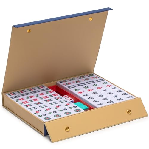 Set de Mahjong Chino Bleau Opal con Cubierta de Mesa Roja miniatura 3