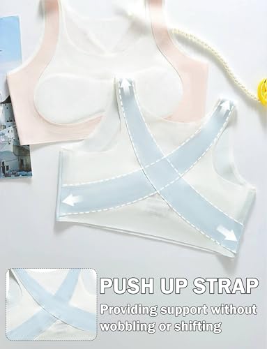 Happy Cherry Seamless Training Bra for Girls Racerback Comfort Sports Running Bra with Fixed Padding for Teens 8-143