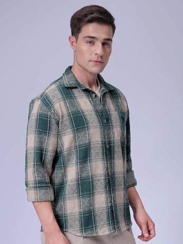 Image of The Indian Garage Co Men Relaxed Fit Checkered Full Sleeves Cutaway Collar Casual Shirt