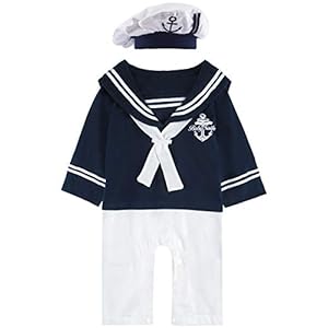 MOMBEBE COSLAND Baby jongens matrose kostuum rompers met hoed lange mouwen