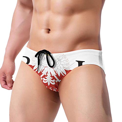Mens Boxer Briefs Polish Flag Poland Polska Swim Trunks Swimwear Triangle Bikini Size XL Black2
