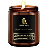 Scented Candles for Men, Magnolia & Sandalwood Scented Candle for Home, Soy Wax Candles Amber Jar Candles Gift for Birthday Father's Day Thanksgiving Day Anniversary