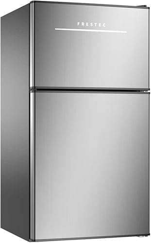 Frestec Mini refrigerador con congelador de 3.2 pies cúbicos, refrigerador de 2 puertas y congelador, refrigerador pequeño para dormitorio, oficina