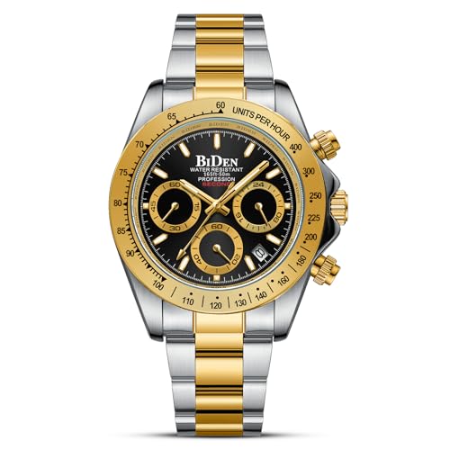 HANPOSH Herren Uhr Uhren Herren Chronographen Edelstahl Wasserdicht Armbanduhr Quarz Uhren mit Datum Business Uhr für Männer