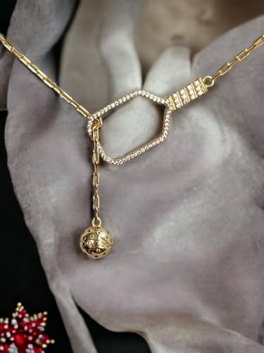 Pickleball Lariat Plus Paddle Necklace - 18k Gold Plate Pickleball Necklace for Women, Pickleball Jewelry, Christmas Gift for Pickleball Lovers2