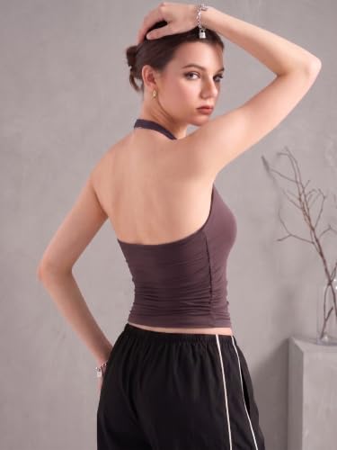 Image of Nexsus Apparels Women's Halter Neck Crop Top| Sleeveless Squre Neck Fitted Cami Top | Casual Wear Top | Available in Plus Sizes