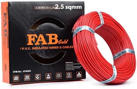 KRIPA 2.5 Sqmm FR PVC Insulated CCA Copper Wire | 90 Meter Single Core Multistrand House Cable | Flame Retardant | Gauge 10 | Red