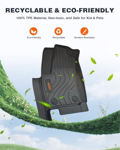 Image of Floor Mats for Toyota Tacoma 2024 2025 2026 Double Cab Auto Tran(Not fit Hybrid), 4th Gen for TRD /SR /SR5 /Limited Anti-Slip Full Coverage All Weather TPE Car Liners with Door Sill Guards