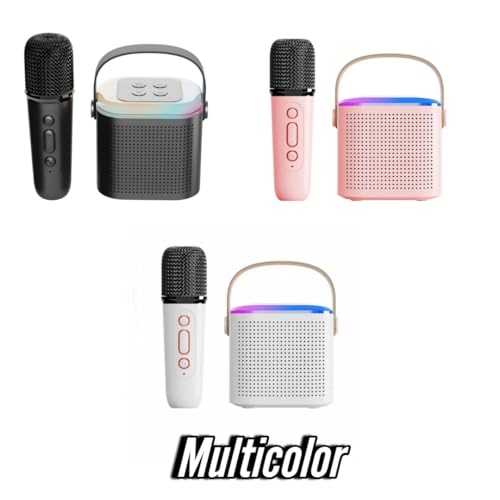 Image of Mini Speaker 10W Mini Speaker with Wireless Karaoke Mic, 8H Playtime,Voice Effects, Multi-Play Modes Type-C Charging Port BT Sport 5.1,Portable Set of-1 (Multicolor Black,White,Peach)