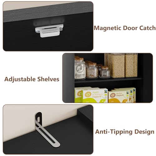 Image of BORNOON Pantry Organizers and Storage Cabinet, 71 inch Barn Door White Kitchen Cabinet with Drawers and Adjustable Shelf, Tall Pantry for Kitchen, Dining Room, Living Room. Bathroom and Office