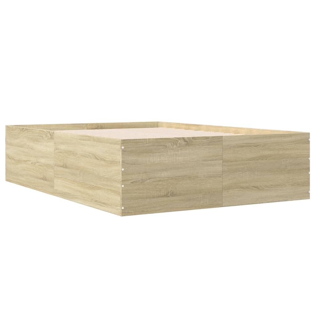vidaXL Bed Frame, Bed Base for Bedroom Guest Room, Mattress Foundation for Double Bed, Bedstead, Sonoma Oak 120x200 cm Engineered Wood