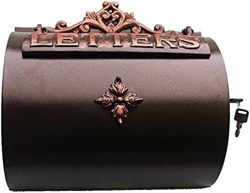 Wall Mount Mailbox Outdoor Rainproof Locking Cast Aluminum Mailboxes for Outside with Lock ，Antique Copper Wall Mount Mailbox