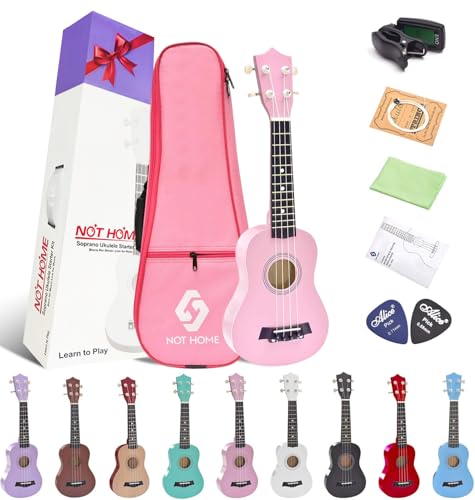 Soprano Ukelele - Paquete principiante, kit de inicio de ukeleles de tilo de 21 pulgadas con bolsa de...