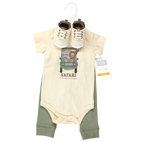 Image of Hudson Baby Unisex Baby Cotton Bodysuit, Pant and Shoe Set