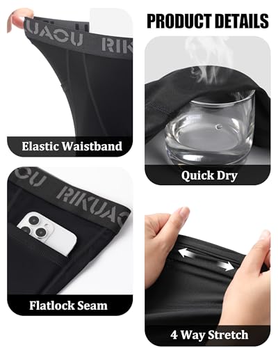 Youth Boys Compression Shorts with Side Pockets, Kids Athletic Base Layers Running Underwear for Baseball Football4