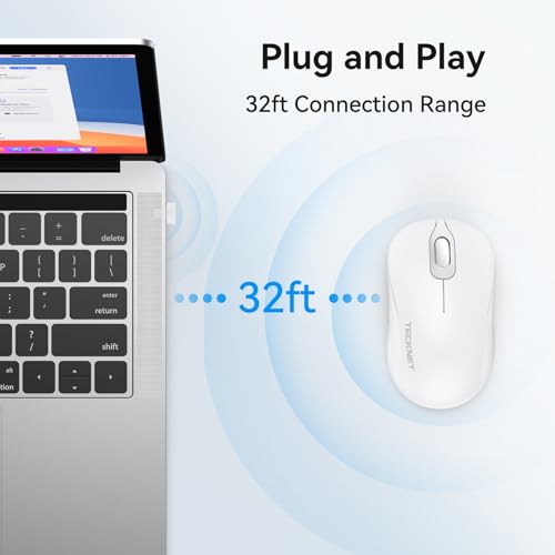 Image of TECKNET 2.4GHz White Wireless Mouse,Suitable for Small to Medium Hands | Laptop Mouse 3 Adjustable DPI Office Cordless USB Mice with Receiver,Compact & Easy to Carry Quiet Clicking