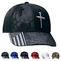 Jesus 3 Nail Cross Hat with American Flag, Adjustable Christian Hats for Men and Women Baseball Cap Christian Gifts(Black)