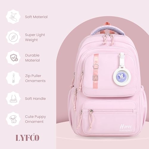 Image of Korean Style School & College Backpack with Detachable Pouch | 18 Inch Large capacity bag for Girls & Boys Age of 12-16 years | Best for School, Tution, Travel, Camping