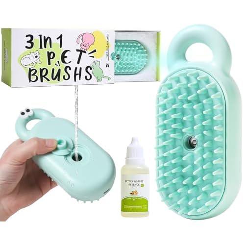 Cat Steam Brush,Water Cat Brush,Pet Steam Brush for Dogs Cats,Steamy Pet Brush,Pet Spray Hair Removal Comb,Steaming Cat Brush Steamer (Green)