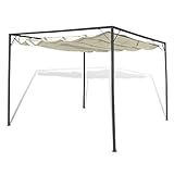 Anself Pavillon Gartenpavillon Anbaupavillon Pergola aus Stahl mit Einziehbarem Dach 3 x 3 m