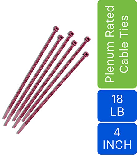 Nylon Cable Zip Ties [Paquete de 100] – 4.1 pulg., Resistencia 18 lb., Color Burdeos, Cintas resistentes para gestión de cables con certificación Plenum miniatura 6
