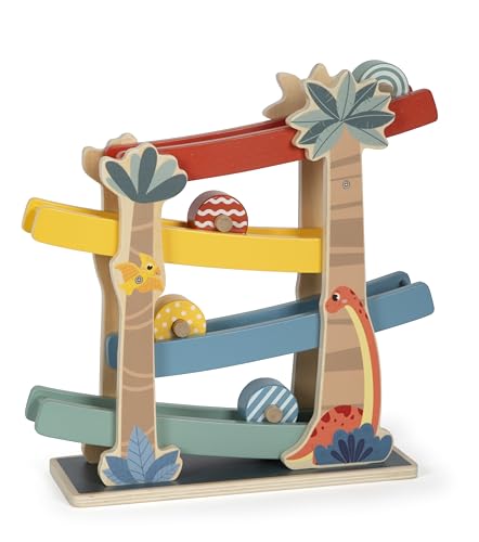 small foot Kugelbahn „Dino“, robuste Kullerbahn aus FSC 100%-zertifiziertem Holz, für Kinder ab 18 Monaten, 12614