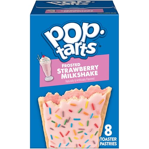 Pop-Tarts Toaster Pastries, Breakfast Foods, Kids Snacks, Frosted Strawberry Milkshake (8 Pop-Tarts)