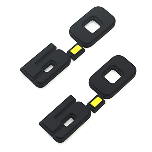 Image of 2Pc 5.0 Emblem Liter Door 3D Fender Side Adhesive Badge Plate Right Left Sticker Replacement for 1979-1993 150 (Black Yellow)