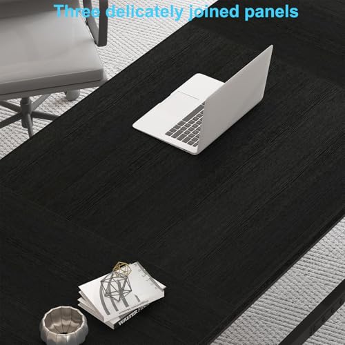 Image of HSH 70 Inch Long Black Desk, Large Metal Wood Computer Desk for 2 Monitors, Modern Home Office PC Laptop Desk for 2 People Executive Writing Work Study Gaming, Simple Bedroom Living Room Black Table