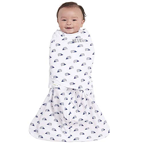 Image of HALO 100% Cotton Sleepsack Swaddle, 3-Way Adjustable Wearable Blanket, TOG 1.5, Navy Hedgehog, Small, 3-6 Months