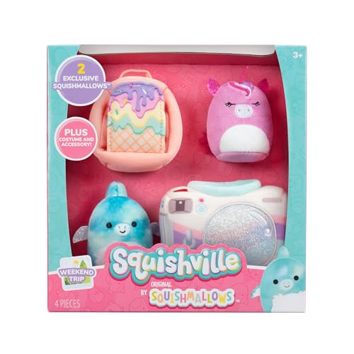 Squishville SQM0515 Accessory Set Weekend Trip Super Soft Mini Squishmallows 5 cm Plush Fi