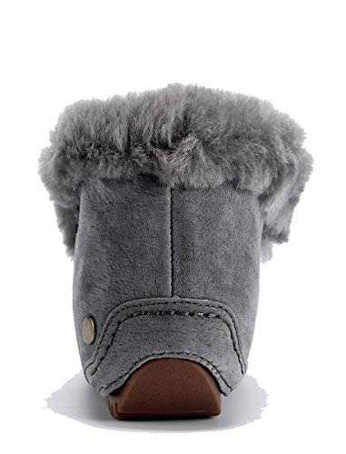 Image of Women's Moccasin Slippers with Warm Wool Lining, Pigskin Leather Non-Slip Rubber Sole for Indoor and Outdoor Casual Winter Flat Shoes