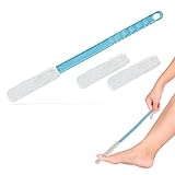 Burlingham's Toe and Foot Towel Brush with Reusable Drying Covers Long 17” Handle for Cleaning Between Toes, Soft Skin Exfoliation,for Seniors, Adults, Kids (Toe Towel Brush + 3 Covers)