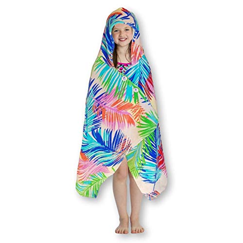 Image of Key West Palms - Kids Hooded Beach Towel and Swimsuit Cover Up with Buttons