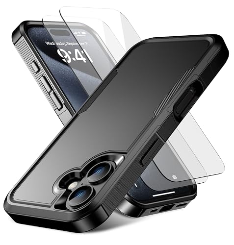 RonShieh for iPhone 17 Case [Shockproof] [Dropproof] [Heavy Duty Protection] [Pocket-Friendly] Slim & Tough Non-Slip Protective Phone Cover for iPhone17 6.3inch, Black