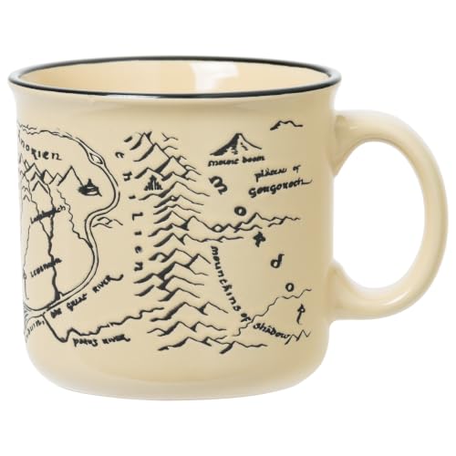 Image of Silver Buffalo Lord of the Rings Map Wax Resist, Ceramic Camper Mug, 20oz