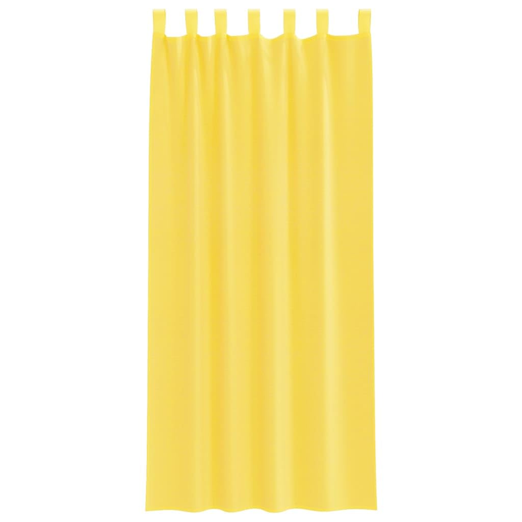 Voile Vorhänge mit Schlaufen 2er Set Gelb 140x225 cm Polyester Gardine halbtransparent für Wohnzimmer Schlafzimmer Sichtschutz Sonnenschutz mit Ösen