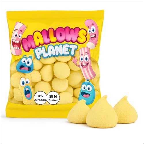 Nubes - Esponjas en Bolsa de 500 gramos - Color Amarillo - Sabor Platano - Marshmallows - TopCandy