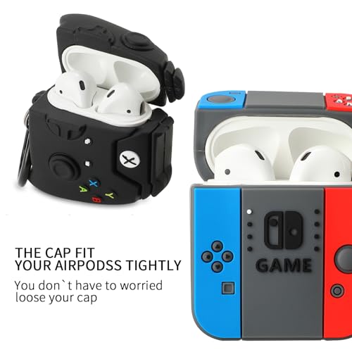 Image of [2Pack] Gedicht for Airpods 2nd Generation Case, Cute AirPods 1st Generation Cartoon Case,Unique Design Funny Fun Kawaii 3D Cartoon Characters Silicone AirPods 1&2 Case for Men Women,Games Console
